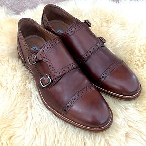 Johnston & Murphy Connor Capo double monk mahogany calfskin size 9M, NIB